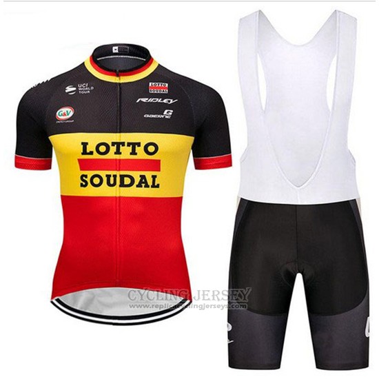 2018 Cycling Jersey Lotto Soudal Black Yellow Red Short Sleeve and Bib Short